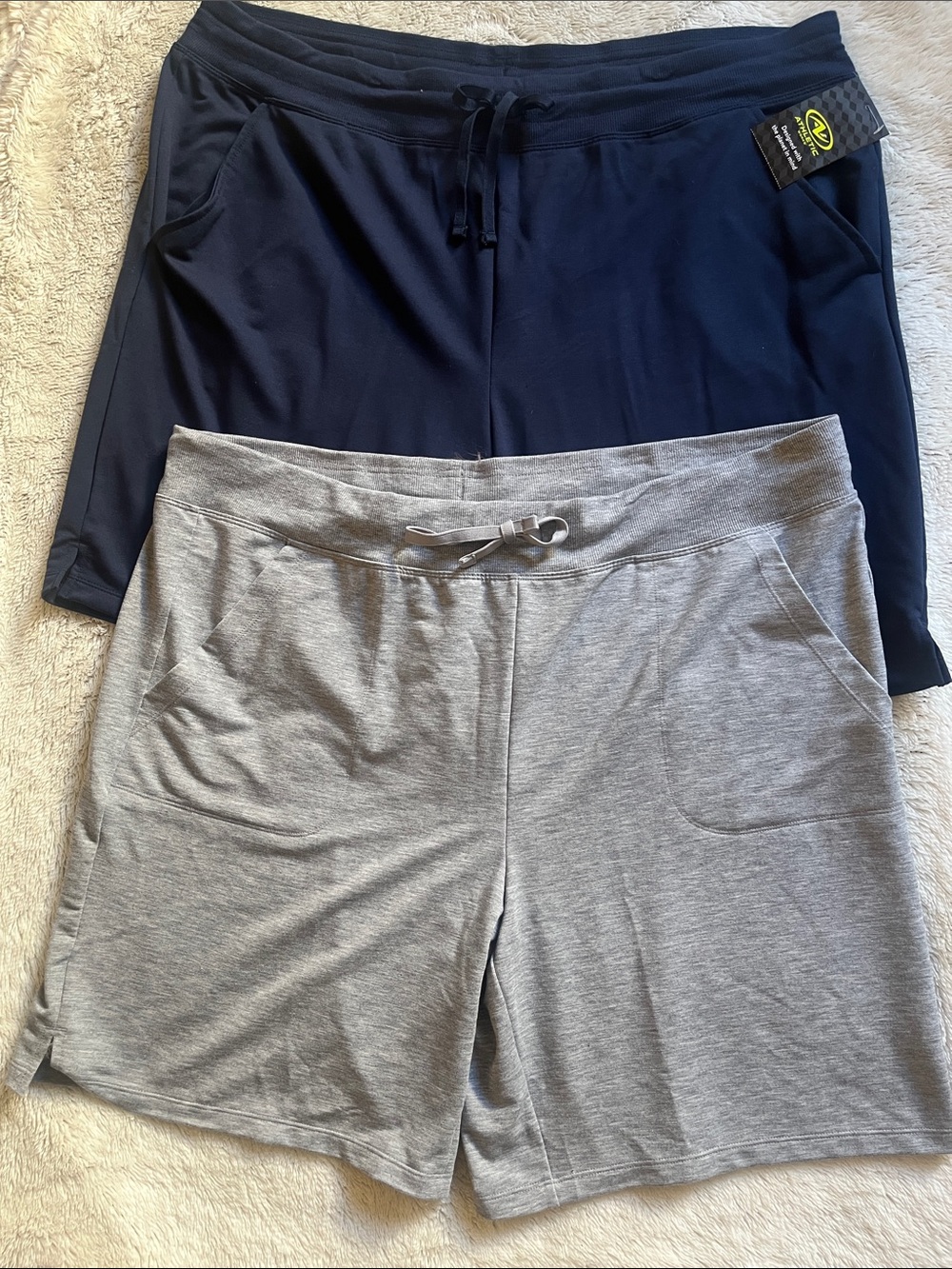 Athletics Works Plus Size Set Women’s Drawstring Shorts - Navy and Light Gray